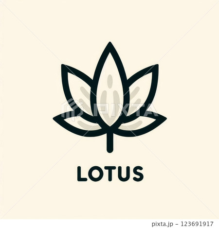 Lotus flower logo in minimalistic style with clean lines and soft colors on beige background Lotus flower logo in minimalistic style with clean lines and soft colors on beige background 123691917