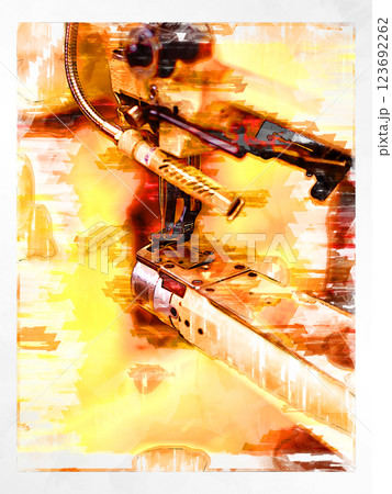 スケッチ風 スケッチ イラスト レザー 革細工 手作業 レザーアート 革職人 工房 職人 プロ 123692262