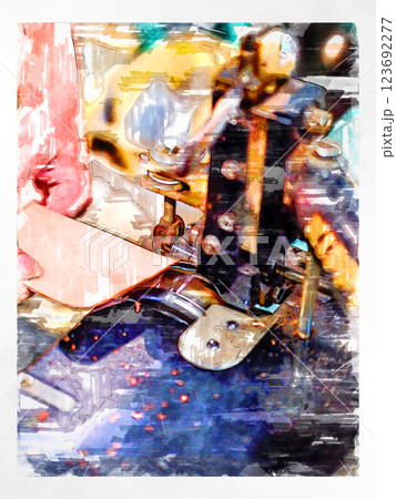 スケッチ風 スケッチ イラスト レザー 革細工 手作業 レザーアート 革職人 工房 職人 プロ 123692277