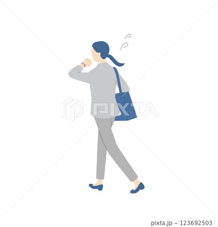 時間を気にしながら走るビジネスパーソン 時間を気にしながら走るビジネスパーソン 123692503