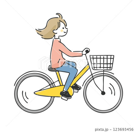 自転車に乗る女性 123693456