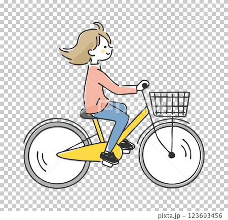 自転車に乗る女性 123693456
