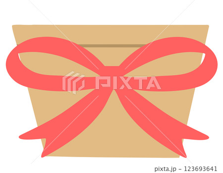 リボンがついた鉢植え(線なし) リボンがついた鉢植え(線なし) 123693641