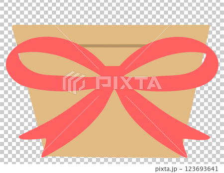 リボンがついた鉢植え(線なし) リボンがついた鉢植え(線なし) 123693641