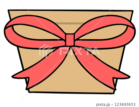 リボンがついた鉢植え(線あり) リボンがついた鉢植え(線あり) 123693653