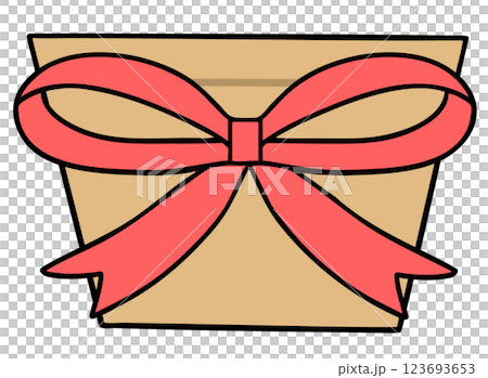 リボンがついた鉢植え(線あり) リボンがついた鉢植え(線あり) 123693653