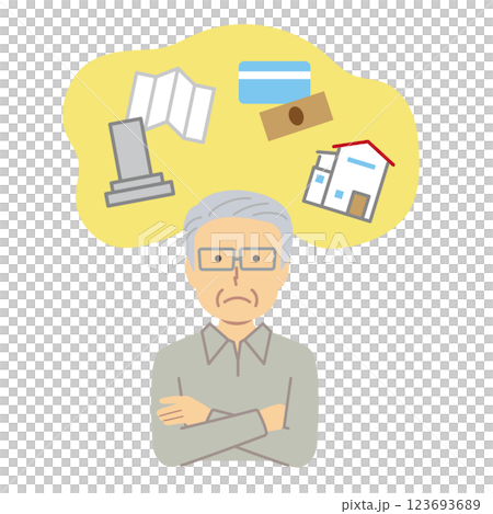 Senior man worried about future plans Senior man worried about future plans 123693689