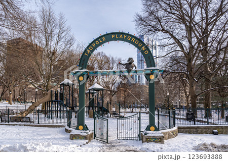 Tadpole Playground gate at Boston Common in Boston 123693888