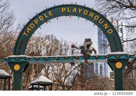 Tadpole Playground gate at Boston Common in Boston Tadpole Playground gate at Boston Common in Boston 123693889