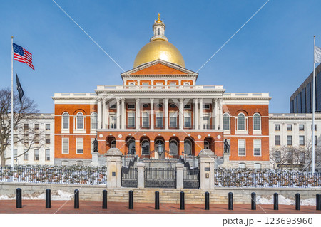 The Massachusetts State House, situated atop Beacon Hill in Boston The Massachusetts State House, situated atop Beacon Hill in Boston 123693960