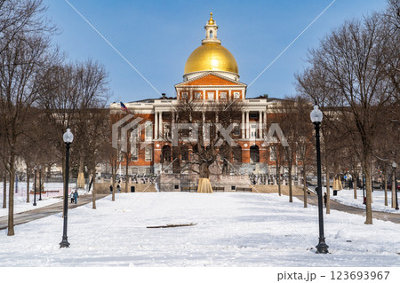 The Massachusetts State House, situated atop Beacon Hill in Boston The Massachusetts State House, situated atop Beacon Hill in Boston 123693967