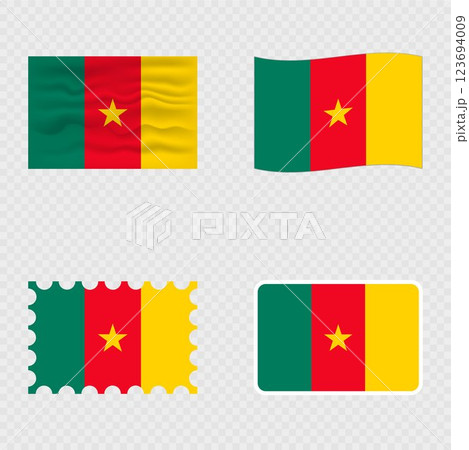 Cameroon national flag in four different styles. 123694009