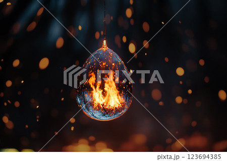 炎が見える水晶玉 123694385