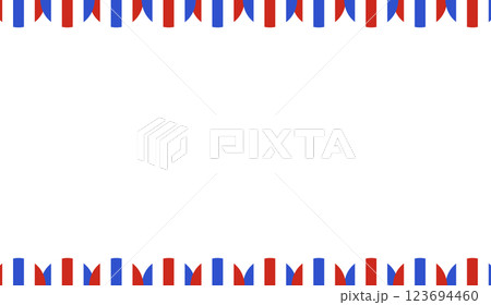 トリコロールカラーの半円が繋がったバーが上下にあるフレーム 123694460