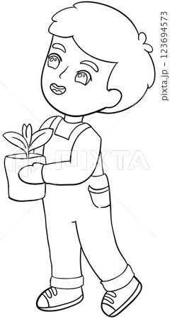 Coloring book Tree planting activity illustrated by Earth Day 123694573