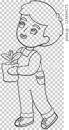 Coloring book Tree planting activity illustrated by Earth Day 123694573