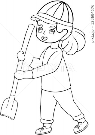 Coloring book Tree planting activity illustrated by Earth Day 123694576