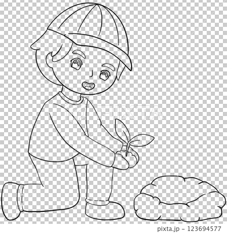 Coloring book Tree planting activity illustrated by Earth Day Coloring book Tree planting activity illustrated by Earth Day 123694577