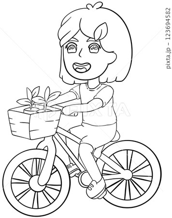 Coloring book Cycling for Eco Friendly Transport 123694582
