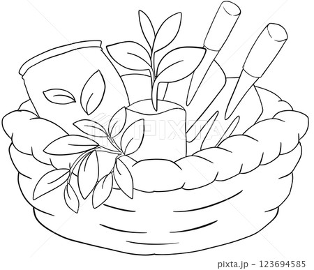 Coloring book Tree planting activity illustrated by Earth Day 123694585