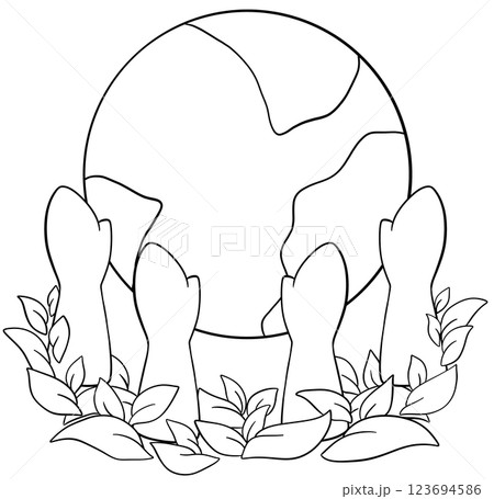 Coloring book Hands embracing the world 123694586