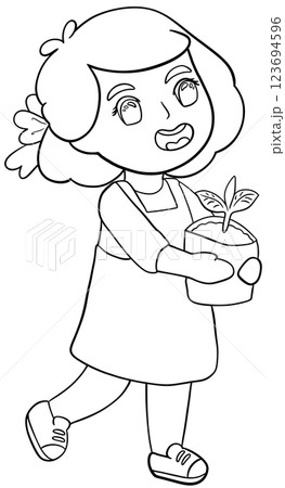 Coloring book Tree planting activity illustrated by Earth Day 123694596