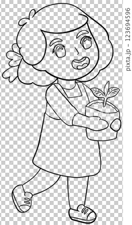 Coloring book Tree planting activity illustrated by Earth Day 123694596