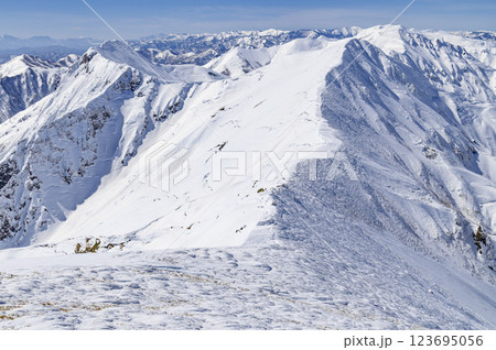 厳冬期の谷川岳・主稜線の雪景色（雪山登山） 123695056