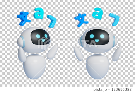 AI robot character 3D graphics that teaches foreign language study 123695388