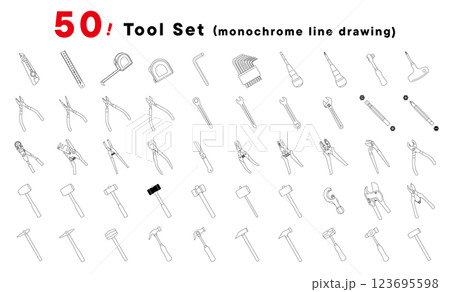 線画/工具のセット50 線画/工具のセット50 123695598