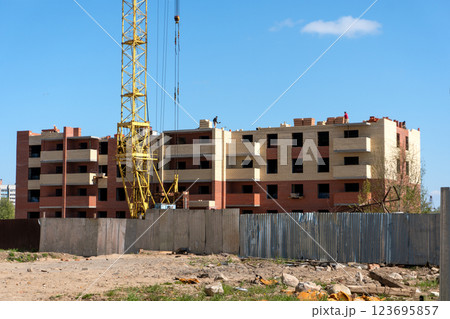Construction of a Brick High-Rise Building 123695857