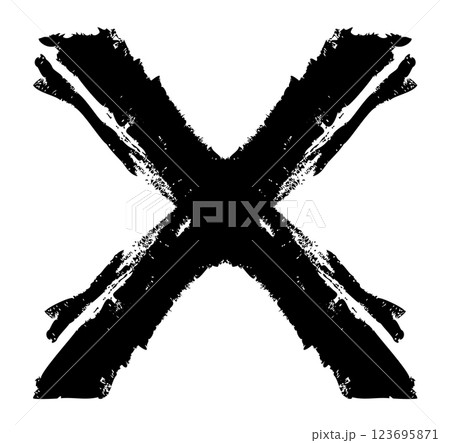 X black mark. Highly detailed, Hand drawn crossed brush strokes. X black mark. Highly detailed, Hand drawn crossed brush strokes. 123695871