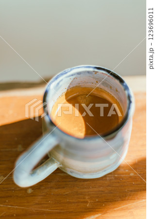 Close up espresso in ceramic cup Close up espresso in ceramic cup 123696011