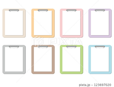8色セット＿使い勝手の良いシンプルなタッチのカルテ、クリップボード 123697020