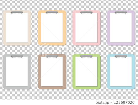 8色セット＿使い勝手の良いシンプルなタッチのカルテ、クリップボード 123697020