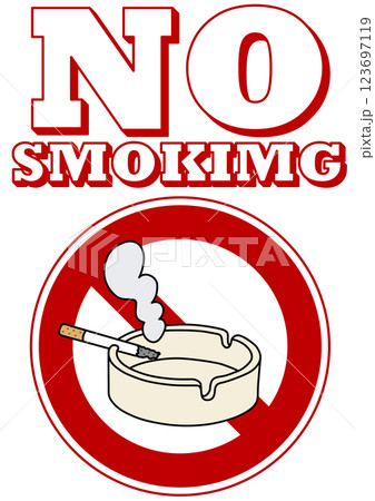 貼り紙看板イラストー禁煙No Smokingー 貼り紙看板イラストー禁煙No Smokingー 123697119