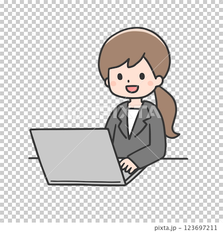 パソコンを操作するスーツ姿の女性 123697211