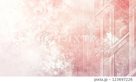水彩で描いたピンクの和紙 123697226