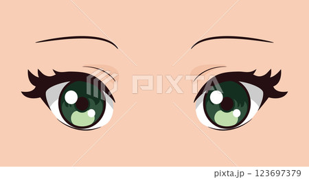 Anime green eyes with lashes. Beautiful cartoon manga anime eyes. Vector illustration Anime green eyes with lashes. Beautiful cartoon manga anime eyes. Vector illustration 123697379