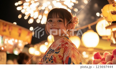 浴衣女性の素敵なポートレート 123697444
