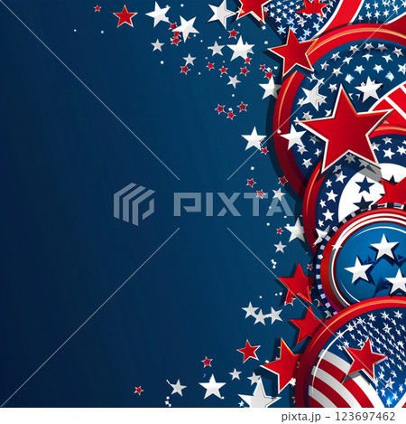blue background with USA flag for veterans day. Wallpaper for design with lettering top view 123697462