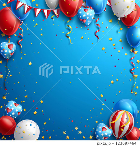 blue background with balloon for veterans day. Wallpaper for design with lettering top view 123697464