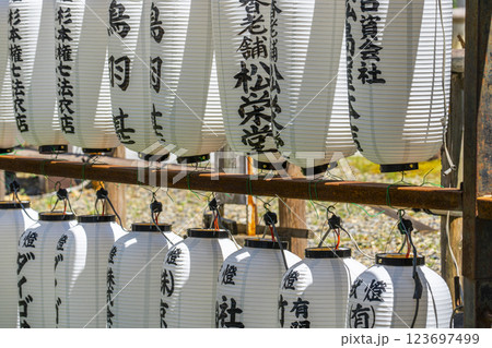 京都 醍醐寺 総門近くの提灯(献燈) 京都 醍醐寺 総門近くの提灯(献燈) 123697499