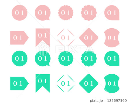 数字と色々な形状　カラー　アイコン　イラスト 123697560