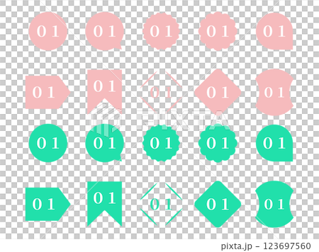 数字と色々な形状　カラー　アイコン　イラスト 123697560
