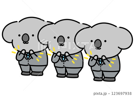 拍手する擬人化コアラのキャラクターたち 123697938