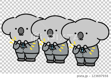 Clapping anthropomorphic koala characters 123697938