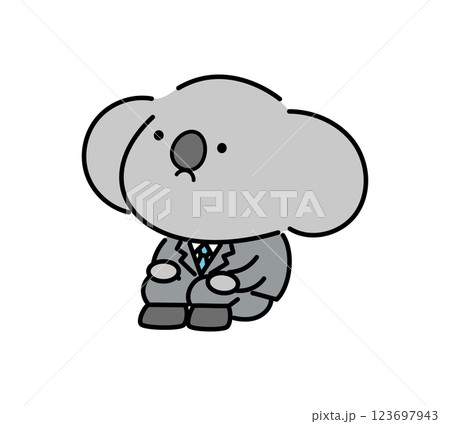 遠くを見つめるスーツ姿のコアラのキャラクター 遠くを見つめるスーツ姿のコアラのキャラクター 123697943