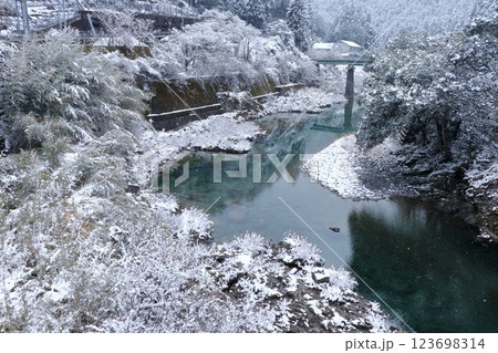 穴内川の雪景色　（高知県　大豊町　林道大杉田口線より） 123698314