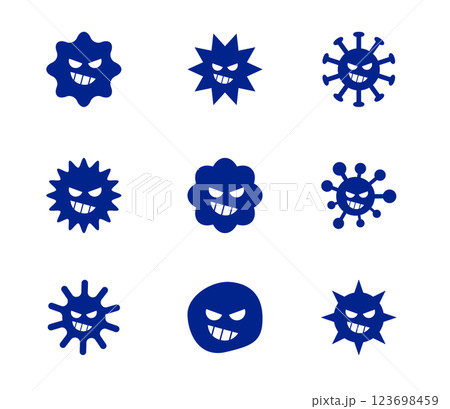 いろいろなウイルスのイラストセット ベクター いろいろなウイルスのイラストセット ベクター 123698459